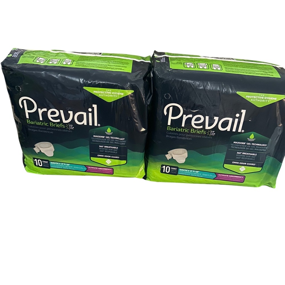 Prevail Bariatric Adult Diapers Size B –Heavy Absorbency Briefs up to 100" Waist